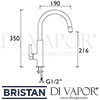 Bristan Melba Sink Mixer Tap Dimensions